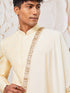 Men's Beige Silk Blend Indowestern, Kurta Pyjama And Dupatta Set