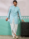 Men's Blue Silk Blend Sherwani Set