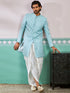 Men's Blue Silk Blend Sherwani Set