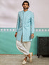 Men's Blue Silk Blend Sherwani Set