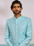 Men's Blue Silk Blend Sherwani Set
