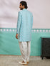 Men's Blue Silk Blend Sherwani Set