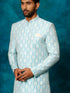 Men's Blue Imported Jacquard Indo With Kurta Pyjama Set