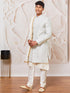 Men's Grey Silk Blend Indowestern, Kurta Pyjama And Dupatta Set