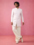 Off White Silk Blend Jacquard Indo Western Set for Men