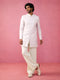 Cream Jacquard Self Design Indo Western Set with Pants