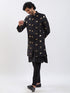 Men's Black Viscose Sherwani Set