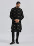 Men's Black Viscose Sherwani Set