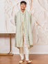 Men's Mint Green Cotton Blend Indowestern Pant And Dupatta Set