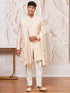 Men's Peach Cotton Blend Indowestern Pant And Dupatta Set