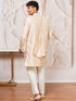 Men's Peach Cotton Blend Indowestern Pant And Dupatta Set