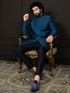Men's Turquoise And Black Viscose Sherwani Set