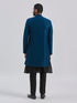 Men's Turquoise And Black Viscose Sherwani Set