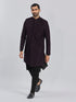 Men's Wine And Black Viscose Sherwani Set