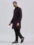 Men's Wine And Black Viscose Sherwani Set