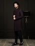 Men's Wine Silk Blend Sherwani Set