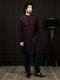 Men's Wine Silk Blend Sherwani Set