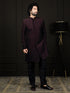 Men's Wine Silk Blend Sherwani Set