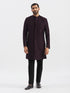 Men's Wine Silk Blend Sherwani Set