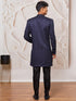Men's Navy Blue Silk Blend Indowestern And Pant Set
