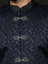 Men's Navy Blue Silk Blend Sherwani Set