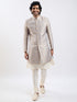 Men's Rose Gold And Gray Viscose Sherwani Set
