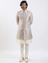 Men's Rose Gold And Gray Viscose Sherwani Set