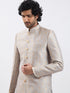 Men's Rose Gold And Gray Viscose Sherwani Set