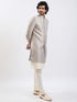 Men's Rose Gold And Gray Viscose Sherwani Set
