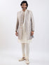 Men's Rose Gold And Gray Viscose Sherwani Set
