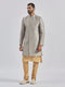 Men's Rose Gold And Gray Viscose Sherwani Set