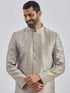 Men's Rose Gold And Gray Viscose Sherwani Set