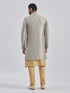 Men's Rose Gold And Gray Viscose Sherwani Set