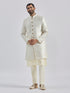 Men's Cream Viscose Sherwani Set