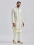 Men's Cream Viscose Sherwani Set