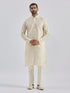 Men's Cream Viscose Sherwani Set