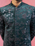 Men Dark Green Floral Thread Work Indo Western Set
