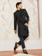 Men's Black Viscose Indo Western, Kurta, Pant Set