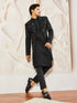 Men's Black Viscose Indo Western, Kurta, Pant Set