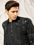 Men's Black Viscose Indo Western, Kurta, Pant Set