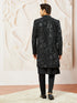 Men's Black Viscose Indo Western, Kurta, Pant Set