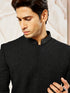 Men's Black Silk Blend Indo Western And Pant Set