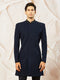 Men's Navy Blue Silk Blend Indo Western