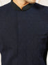 Men's Navy Blue Suiting Abstract Thigh Length Indo Western Set with Pant