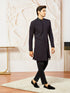 Men's Wine Silk Blend Indo Western And Pant Set