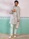 Men's Grey Rayon Indo Western,Pyjama And Dupatta Set