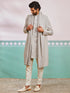 Men's Grey Rayon Indo Western,Pyjama And Dupatta Set