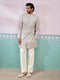 Grey Rayon Embroidered Indo Western Set with Wide Leg Pant