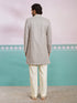 Grey Geometric Zari Indo Western Set with Wide Leg Pants