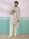 Grey Rayon Embroidered Indo Western Set with Dupatta